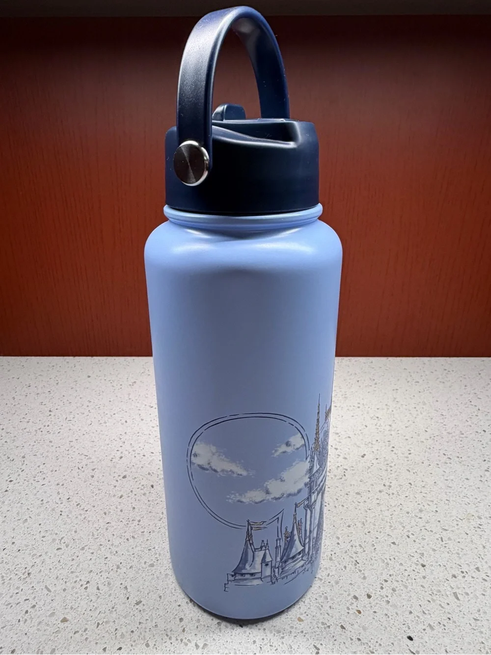 NEW 2026 DISNEY WORLD CINDERELLA CASTLE JUMBO 1 LITER WATER BOTTLE IN BLUE